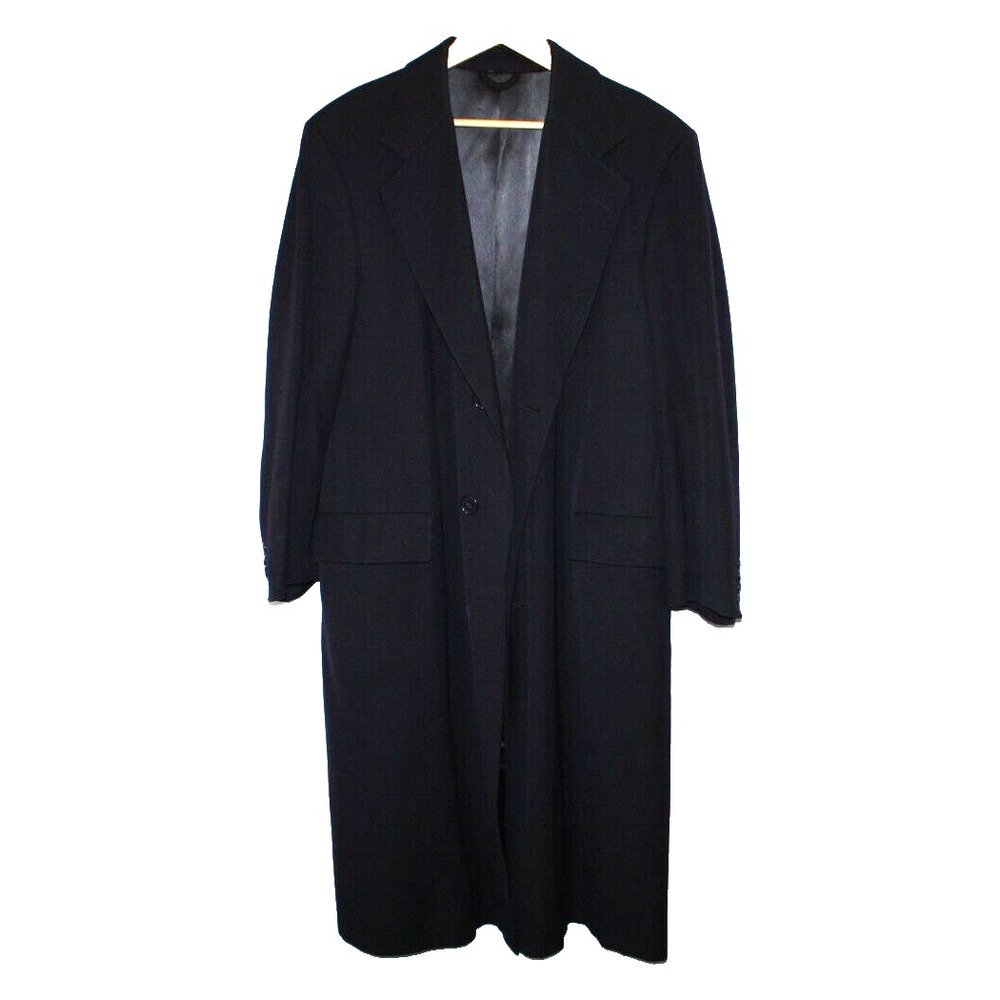 Hart Schaffner Marx Jacket Mens 42 Black VTG Wool Trench Three Button Closure